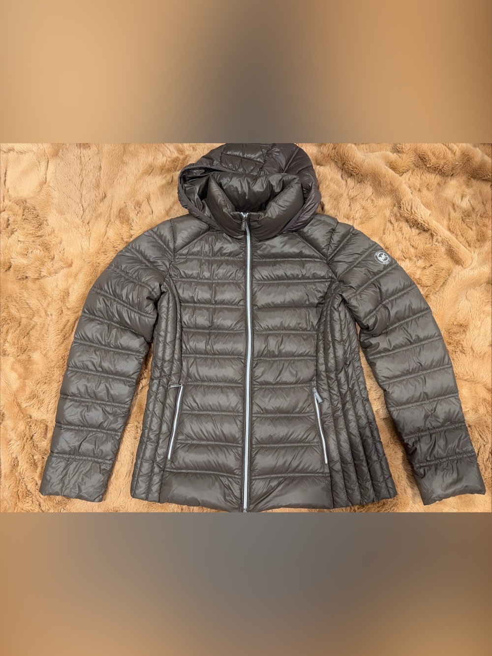 Brown Packable hooded down puffer jacket Michael Kors Medium Fall